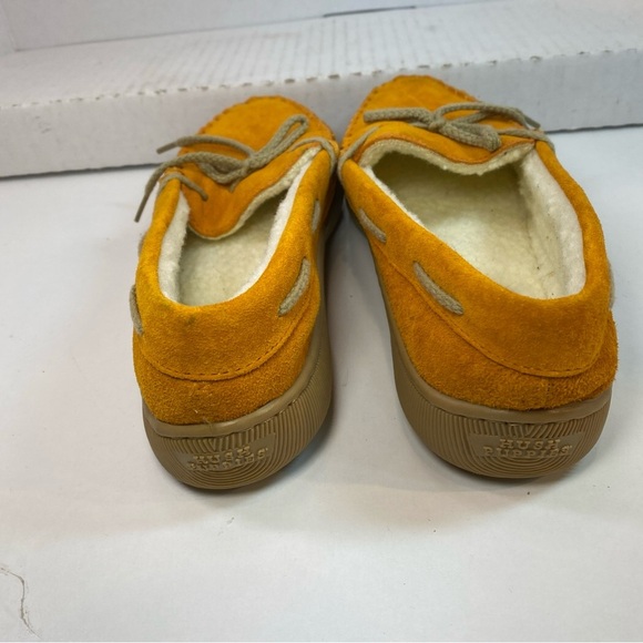 Hush Puppies Orange Suede Moccasins Fur Lined Loafer Slippers Women's Size 9 - Picture 9 of 15
